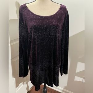 NWOT Elements sz 2x velour sparkle top